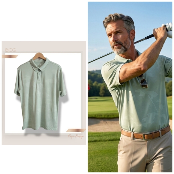bcg Other - 🌿BCG Mens Large Light Green Camo Golf Polo Shirt Short Sleeve